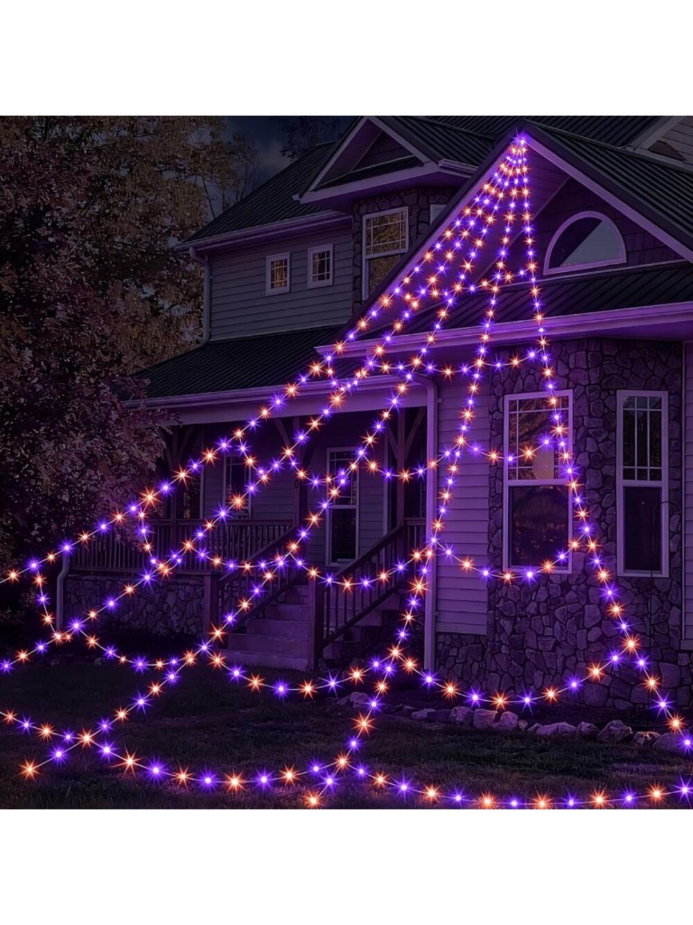 Giant Spider Web Outdoor Halloween Decor with 550 LED Lights - Spooky Party